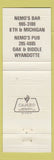 Matchbook Cover - Nemos Bar Wyandotte MI