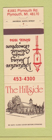 Matchbook Cover - The Hillside Restaurant Plymouth MI