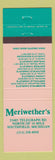 Matchbook Cover - Meriweither's Southfield MI