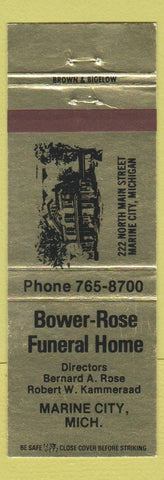 Matchbook Cover - Bower Rose Funeral Home Marine City MI