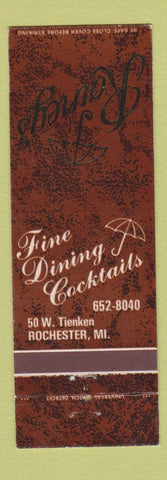 Matchbook Cover - Rainey's Rochester MI restaurant