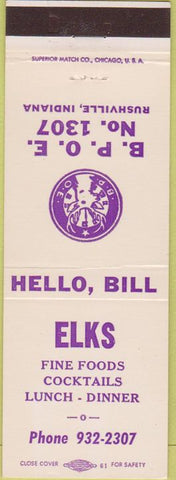 Matchbook Cover - Elks Lodge Rushville IN