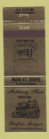 Matchbook Cover - Main Street Stable Hathaway House Blissfield MI