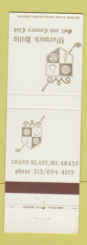 Matchbook Cover - Warwick Hills Golf Country Club Grand Blanc MI