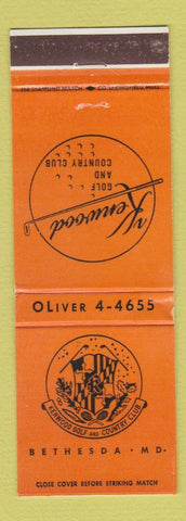 Matchbook Cover - Kenwood Golf Country Club Bethesda MD WEAR