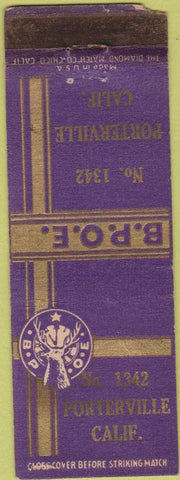 Matchbook Cover - Elks Lodge Porterville CA WORN