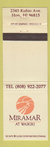 Matchbook Cover - Miramar At Waikiki Honolulu Hawaii
