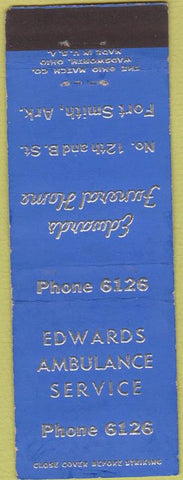 Matchbook Cover - Edwards Ambulance Funeral Home Fort Smith AR WEAR