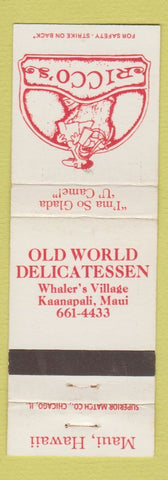 Matchbook Cover - Ricco's Old World Deli Maui Hawaii WEAR