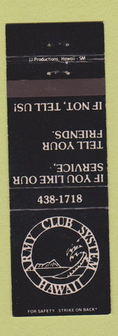 Matchbook Cover - Army Club System Hawaii