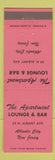Matchbook Cover - The Apartment Lounge Bar Atlantic City NJ