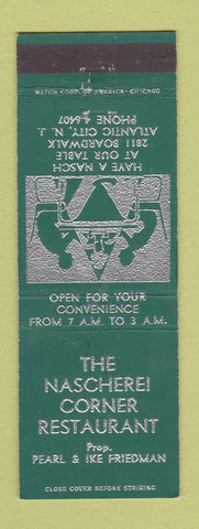 Matchbook Cover - Nascherei Corner Restaurant Atlantic City NJ