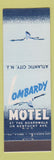 Matchbook Cover - Lombardy Motel Atlantic City NJ