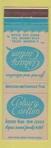 Matchbook Cover - Asbury Carlton Hotel Asbury Park NJ