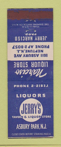 Matchbook Cover - Jerry's Tavern Liquor Store Asbury Park NJ WEAR