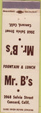 Matchbook Cover - Mr. B's Concord CA