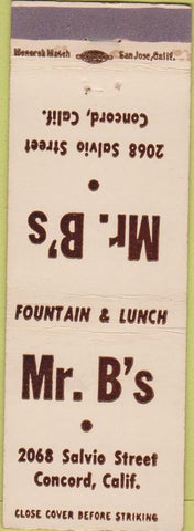 Matchbook Cover - Mr. B's Concord CA