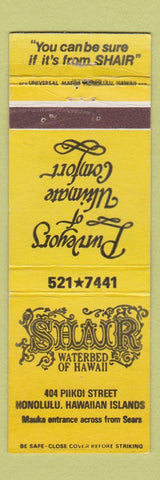 Matchbook Cover - Shair Waterbeds Honolulu Hawaii