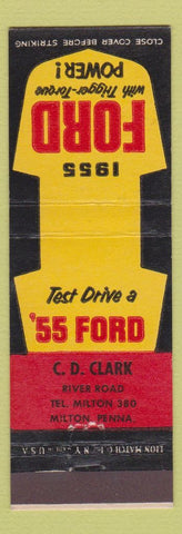 Matchbook Cover - 1955 Ford CD Clark Milton PA