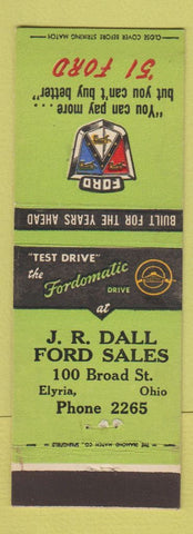 Matchbook Cover - 1951 Ford JR Dall Elyria OH