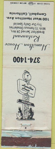 Matchbook Cover - Hamilton House Restaurant Campbell CA POOR