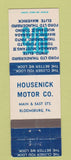 Matchbook Cover - Housenick Motors 1975 Ford Bloomsburg PA