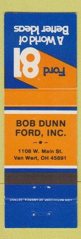 Matchbook Cover - 1981 Ford Bob Dunn Van Wert OH