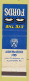 Matchbook Cover - 1966 Ford Alden MacLellan Allentown PA