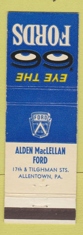 Matchbook Cover - 1966 Ford Alden MacLellan Allentown PA