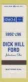 Matchbook Cover - Dick Hill Ford Johnstown OH