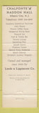 Matchbook Cover - Chalfonte Haddon Hall Atlantic City NJ