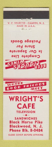 Matchbook Cover - Wright's Cafe Blackwood NJ