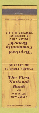 Matchbook Cover - First National Bank Westville NJ