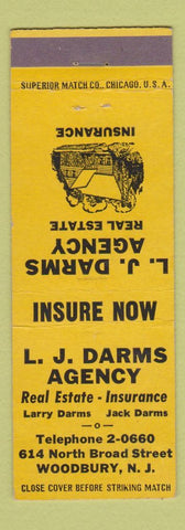 Matchbook Cover - LJ Darms Real Estate Insurance Woodbury NJ