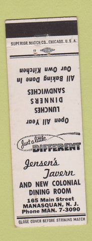Matchbook Cover - Jensen's Tavern Manasquan NJ