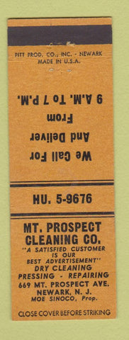 Matchbook Cover - Mount Prospect Cleaning Company Newark NJ