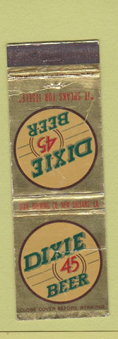 Matchbook Cover - Dixie 45 Beer New Orleans LA WORN