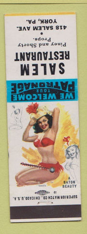 Matchbook Cover - Salem Restaurant York PA pinup