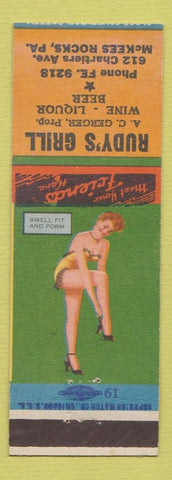 Matchbook Cover - Rudy's Grill McKees Rocks PA pinup