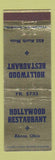 Matchbook Cover - Hollywood Restaurant Akron OH