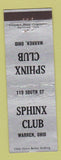 Matchbook Cover - Sphinx Club Warren OH