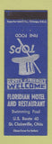 Matchbook Cover - Floridian Motel Restaurant St Clairsville OH