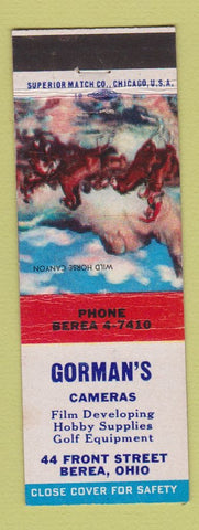 Matchbook Cover - Gorman's Cameras Berea OH
