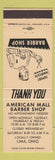 Matchbook Cover - American Mall Barber Shop Lima OH