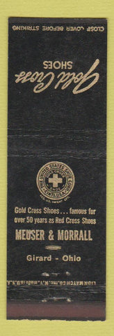 Matchbook Cover - Gold Cross Shoes Meuser Morrall Girard OH