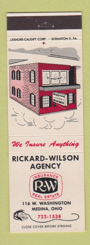 Matchbook Cover - Rickard Wilson Insurance Real Estate Medina OH