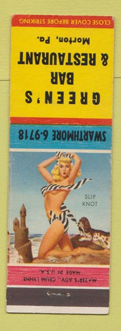 Matchbook Cover - Green's Bar Restaurant Morton PA pinup