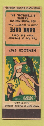 Matchbook Cover - Bank Cafe Pittsburgh PA pinup John Seiferth