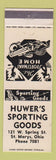 Matchbook Cover - Huwer's Sporting Goods St Marys OH