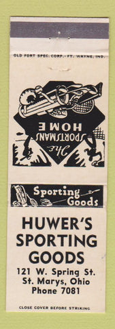 Matchbook Cover - Huwer's Sporting Goods St Marys OH